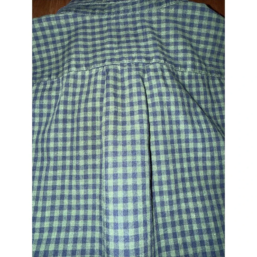 J.Crew Mens Green Navy Gingham Button Down Shirt Cotton Long Sleeve Casual L